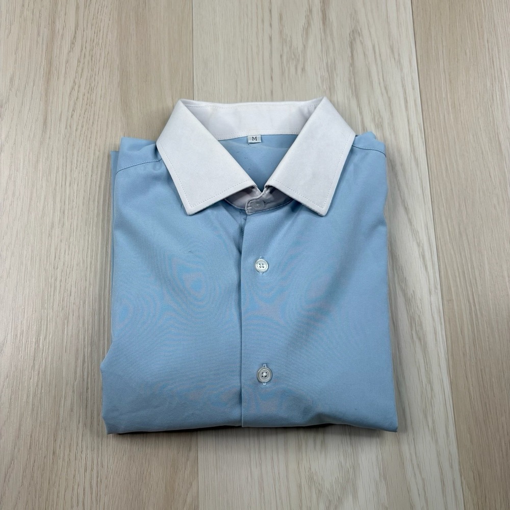 State & Liberty Performance Stretch Button Dress Shirt Blue Mens Size Medium
